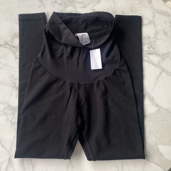 Maternity Leggings Black French Terry Size XS Full Length Thick! - Picture 8 of 10